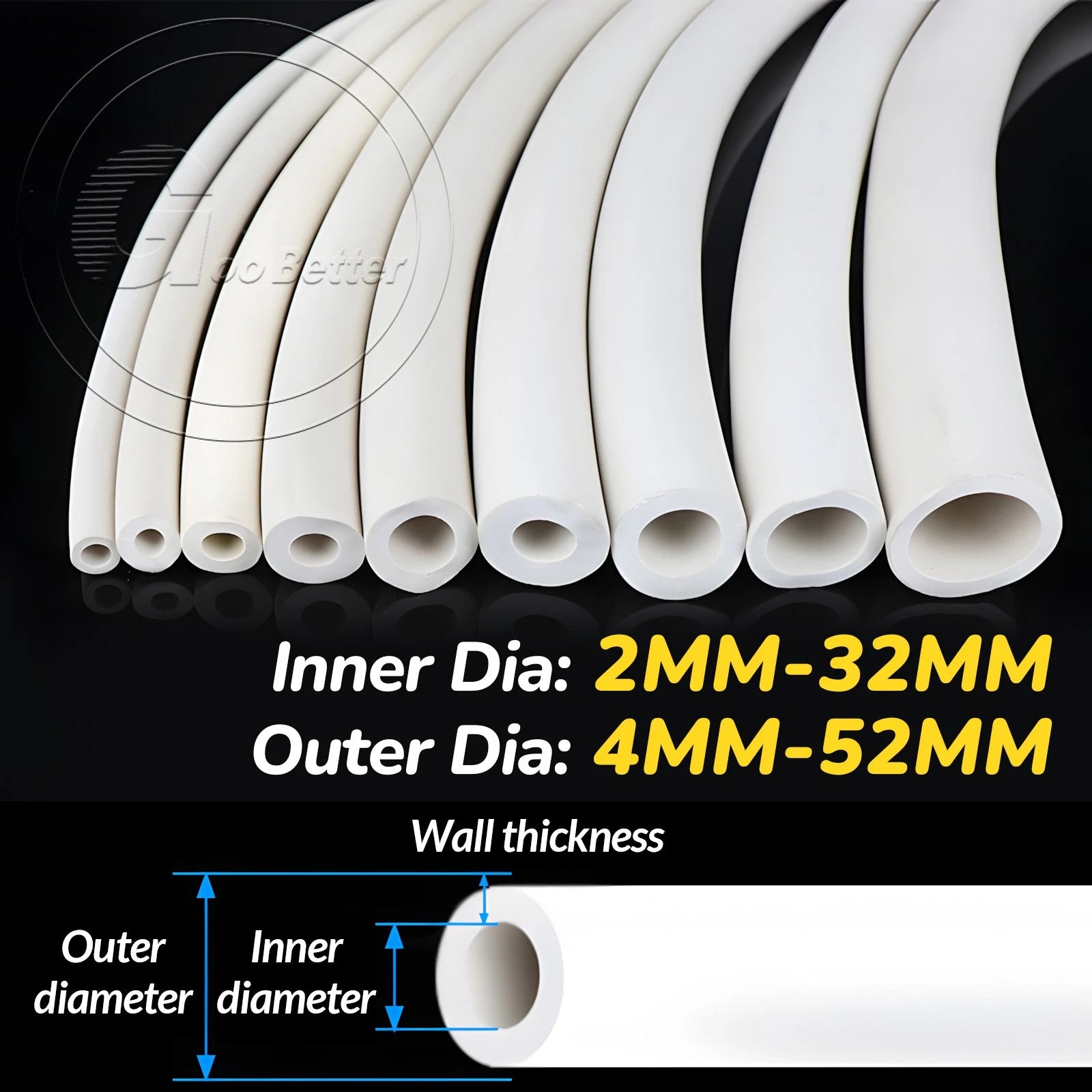 White Rubber Vacuum Tube — Flexible Laboratory Hose Pipe, 2mm–32mm ID