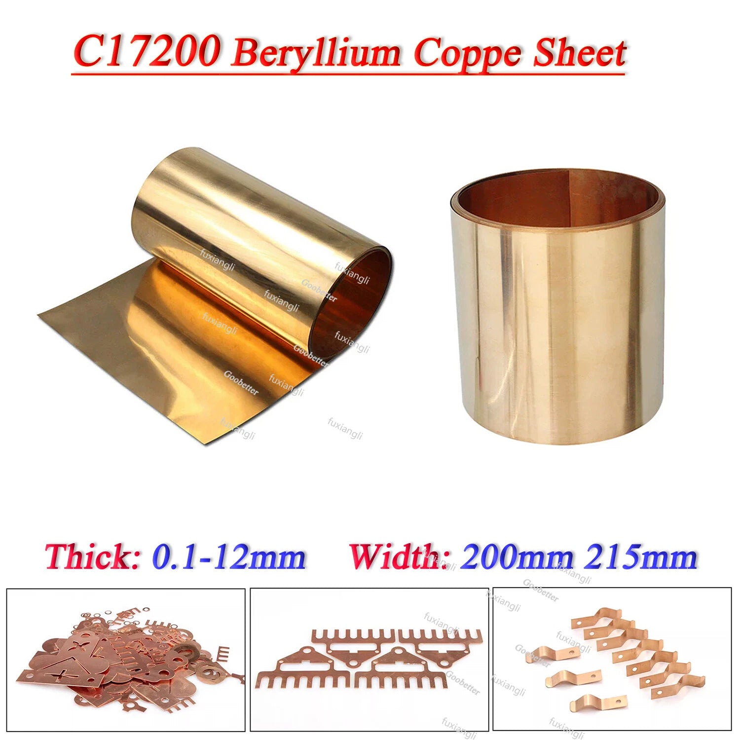 C17200 Beryllium Copper Metal Sheet BeCu Thin Foil Plate Strip Thick 0.1mm-12mm