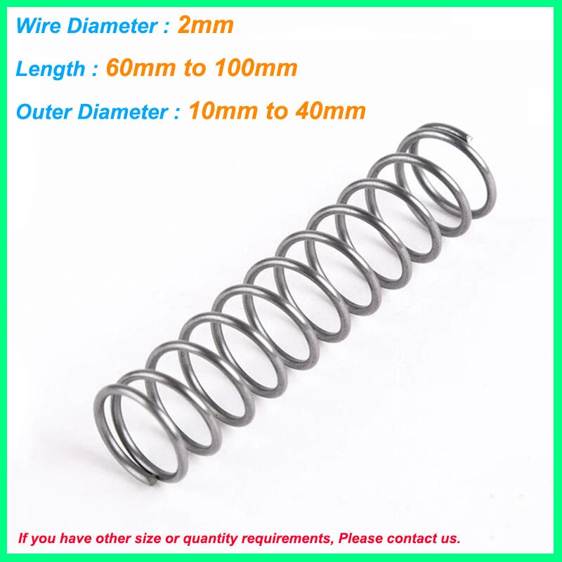 Wire Dia 2mm Compression Spring Material Spring Steel 60mm-100mm Pressure Spring