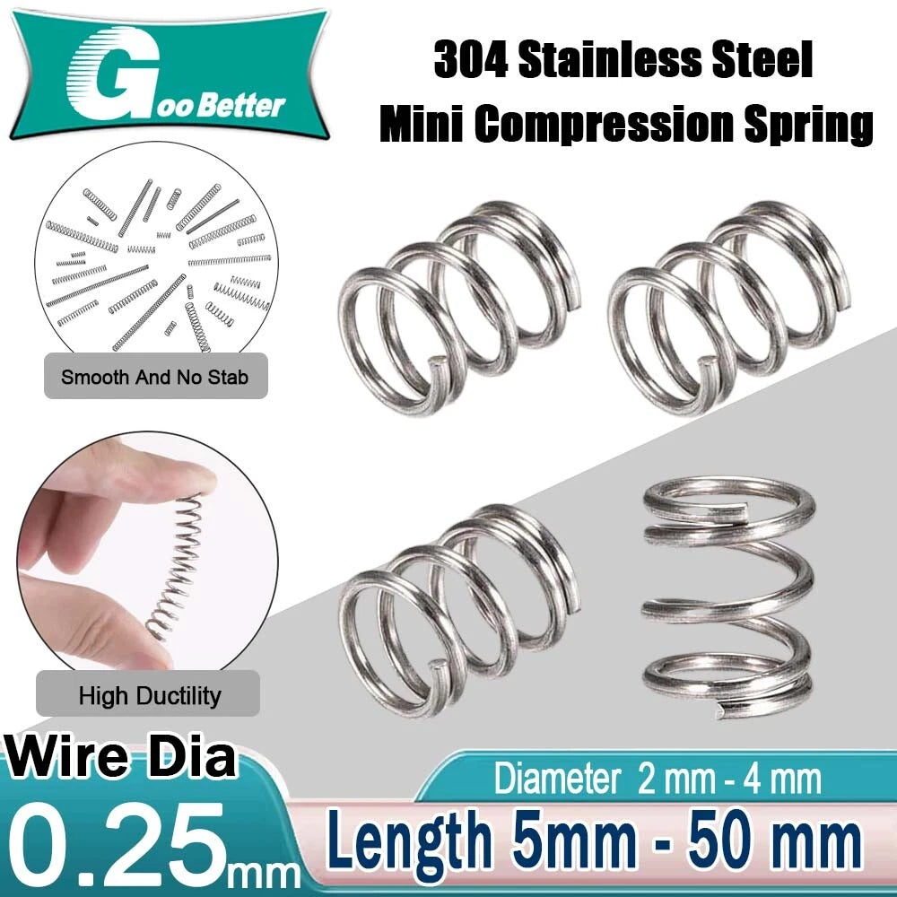 Micro Miniature Small Compression Spring 304 Stainless Steel 0.25mm Wire Diamete