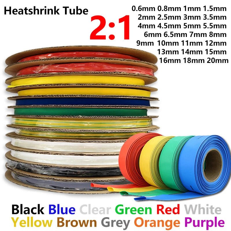 2:1 Heat Shrink Tubing — Φ0.6mm to Φ20mm, 11 Colors, Electrical Wire Insulation Sleeve - HomeDIYer