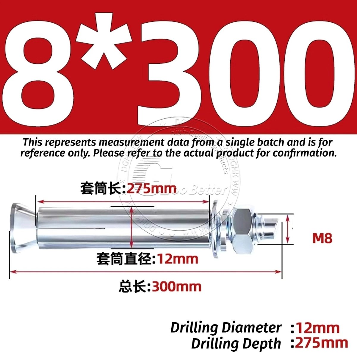Concrete Expansion Anchor Bolts M6–M20, Extra Long Masonry Wall Screws – Iron Blue White Zinc / Iron - colour Zinc - HomeDIYer