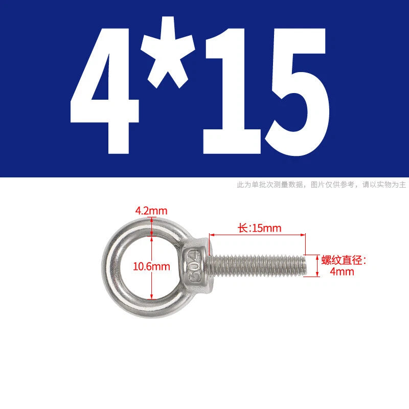 Lifting Eye Bolts A2 304 Stainless Steel M4 M5 M6 M8 M10 M12 M14 M16 M18 M20 M24