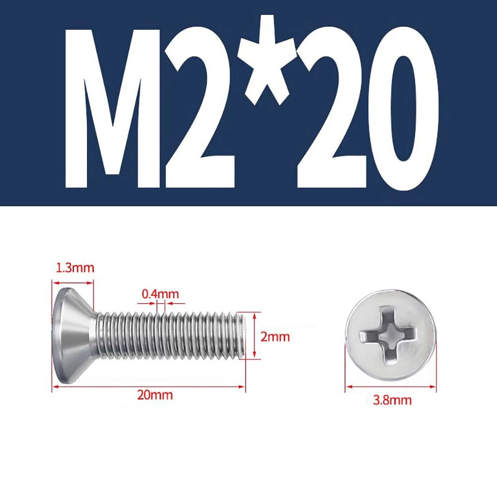 M2 to M8 A4 316 Stainless Steel Phillips Countersunk Screws DIN 965 Marine Grade