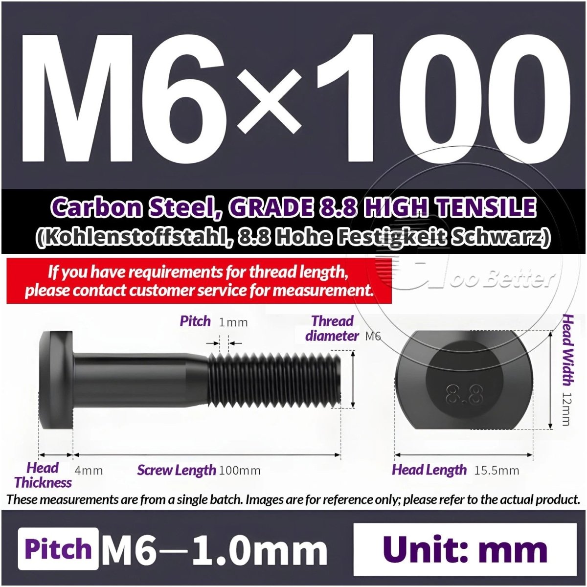 T - Slot Bolts M6 to M20 | Grade 8.8 High Tensile | T - Track Bolts 16mm–500mm - HomeDIYer