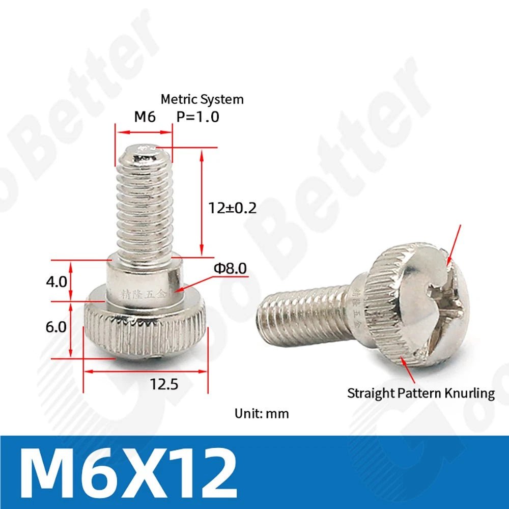 M5 M6 Knurled Thumb Screws Step Head | Hand Grip Knob Bolts | Nickel & Black Zinc Plated - HomeDIYer