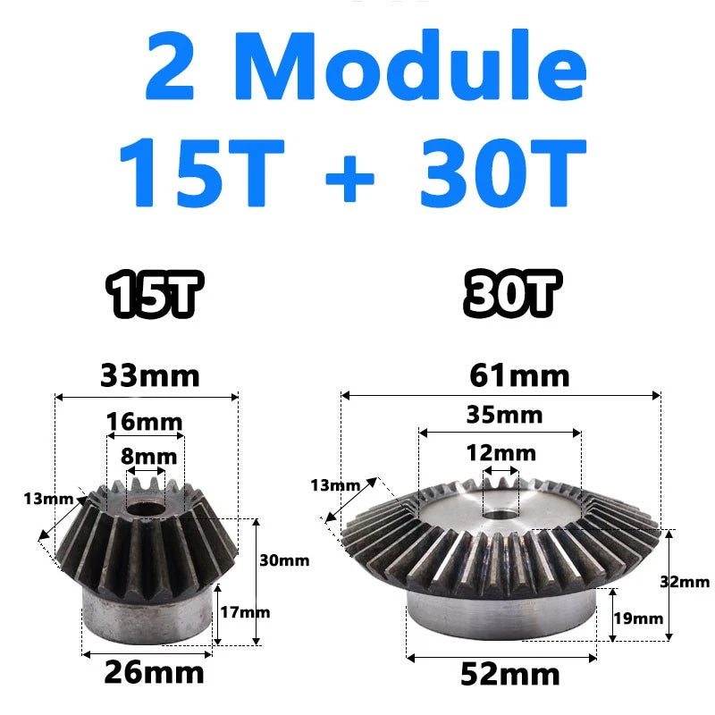 Precision Bevel Gears 0.5/1/1.5/2/2.5 Module 12/24 Teeth -35/70 Teeth Bevel Gear