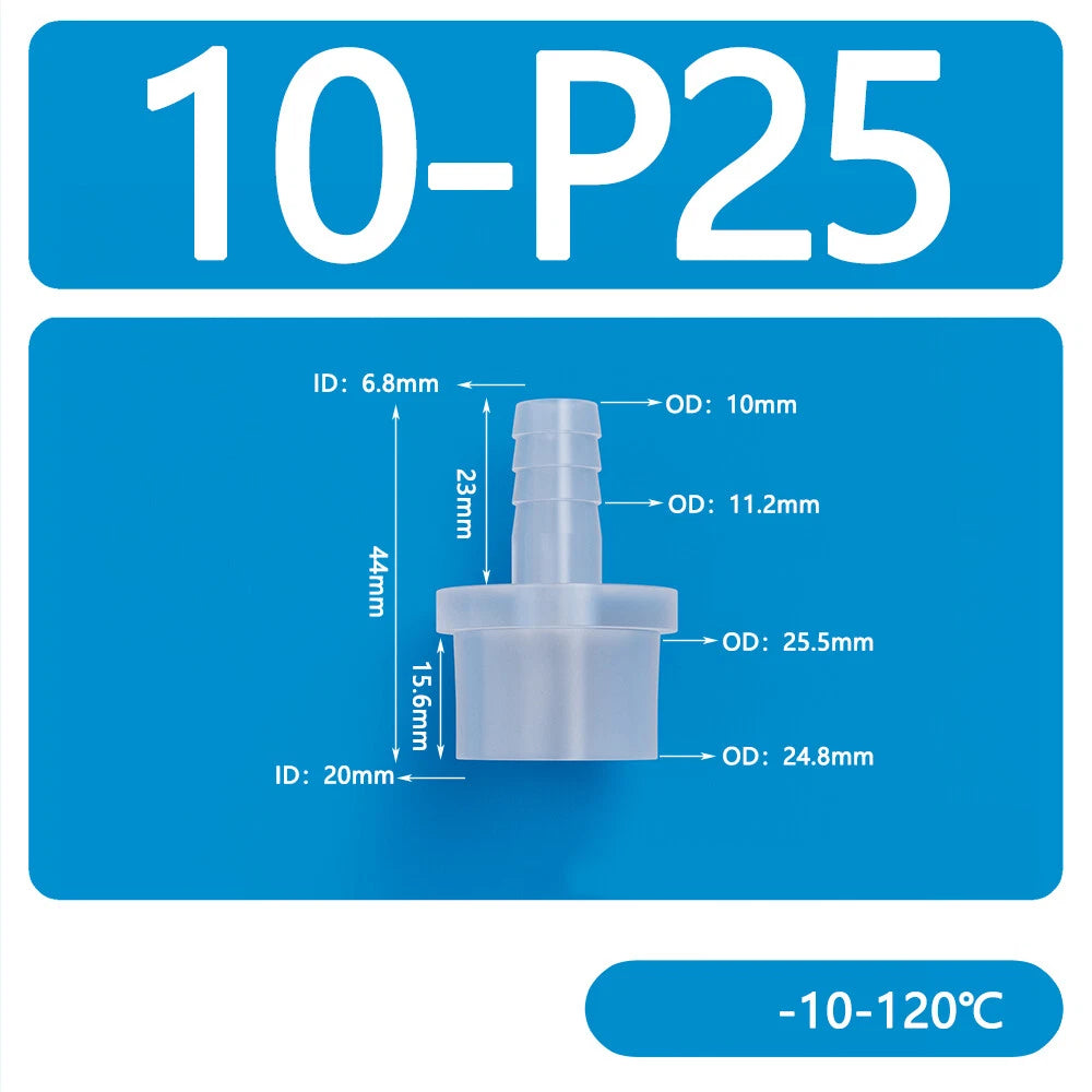 Straight Barbed Hose Joiner Connector — Plastic, φ8mm–25mm, Air & Water