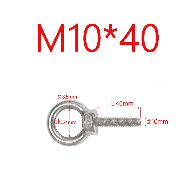 M3–M24 Stainless Steel Eye Bolts with Metric Thread — 304 SS Lifting Eyebolt