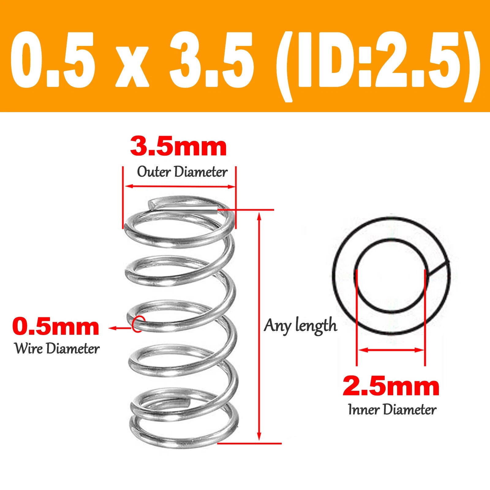 Compression Spring Various Size 3-12mm Diameter & 5-120mm Length Pressure Small