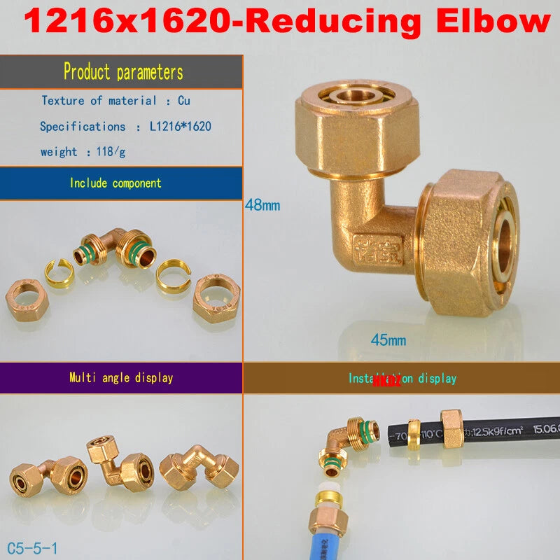 Push-Fit Tube Fittings for 12mm & 16mm Pipe — Straight, Elbow, Tee, Ball Valve, 1/2" & 3/4" NPT