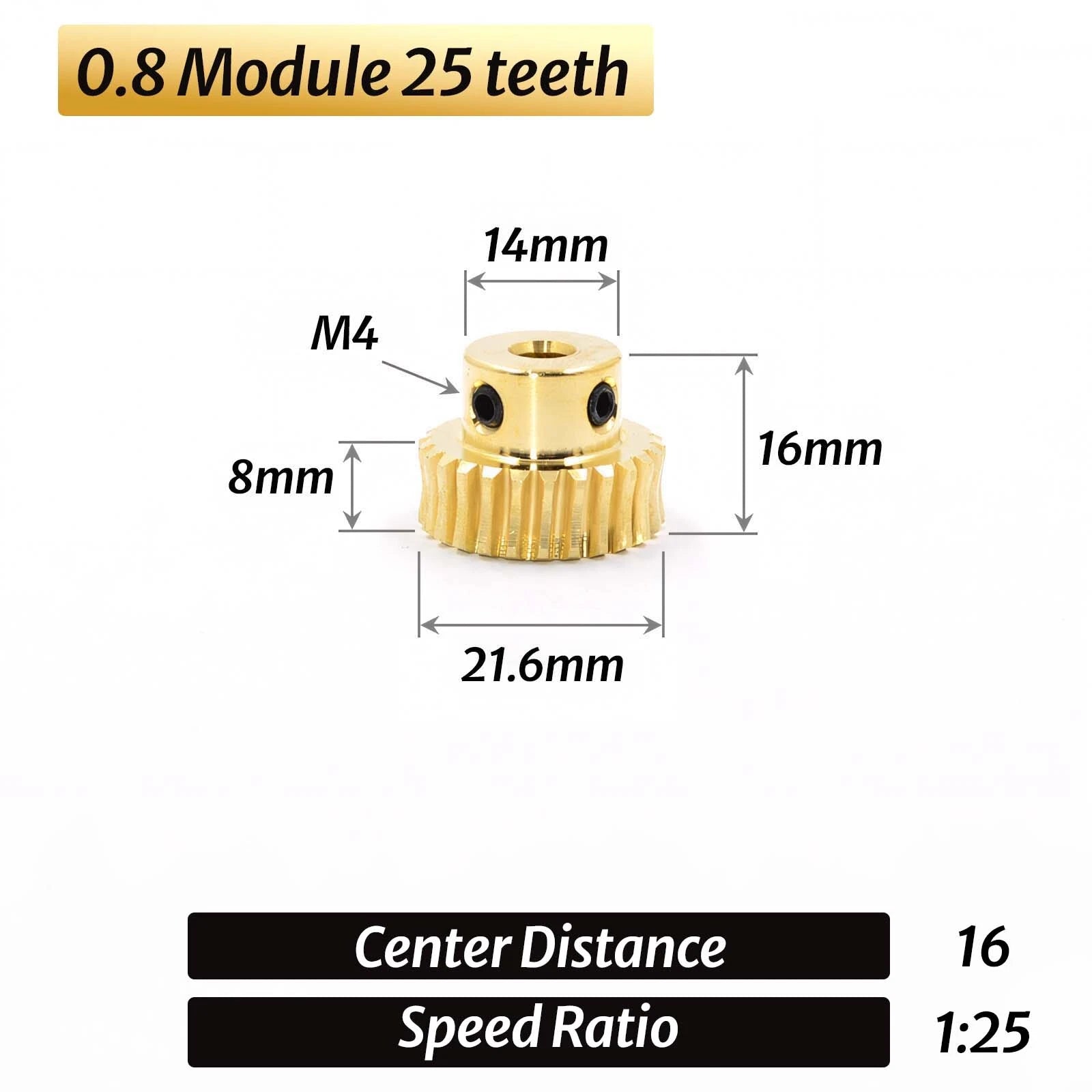0.5/0.8/1/1.5 Module 20T to 60T Gear Copper Worm Wheel Gear & Worm Gear Shaft