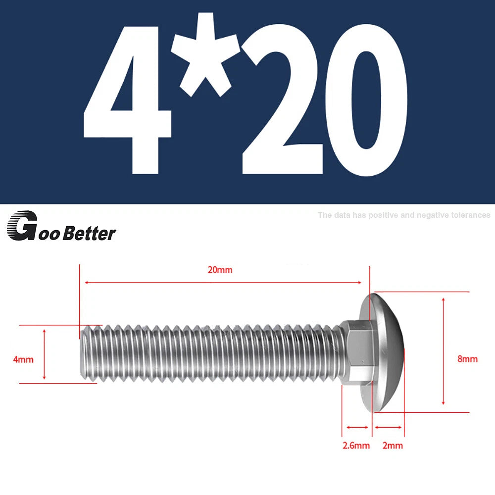 M4–M12 Carriage Bolts A2 Stainless Steel | Cup Square Neck Screws