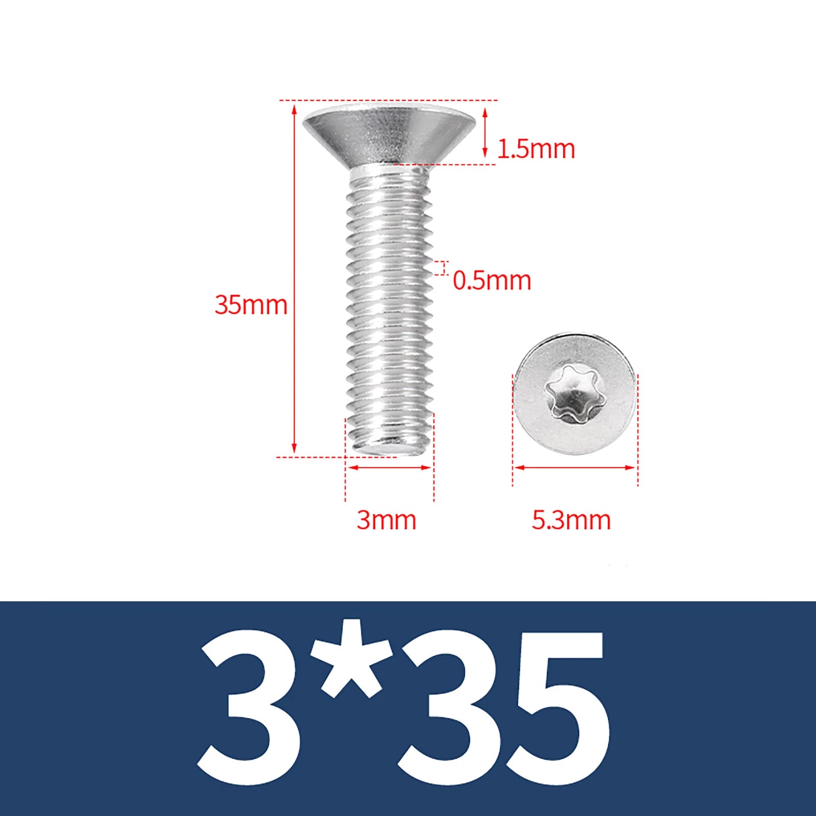 M2- M12 Torx Countersunk Machine Screws Six Lobe Bolts A2 Stainless Steel