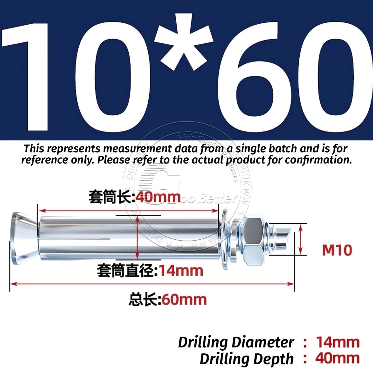 Concrete Expansion Anchor Bolts M6–M20, Extra Long Masonry Wall Screws – Iron Blue White Zinc / Iron - colour Zinc - HomeDIYer