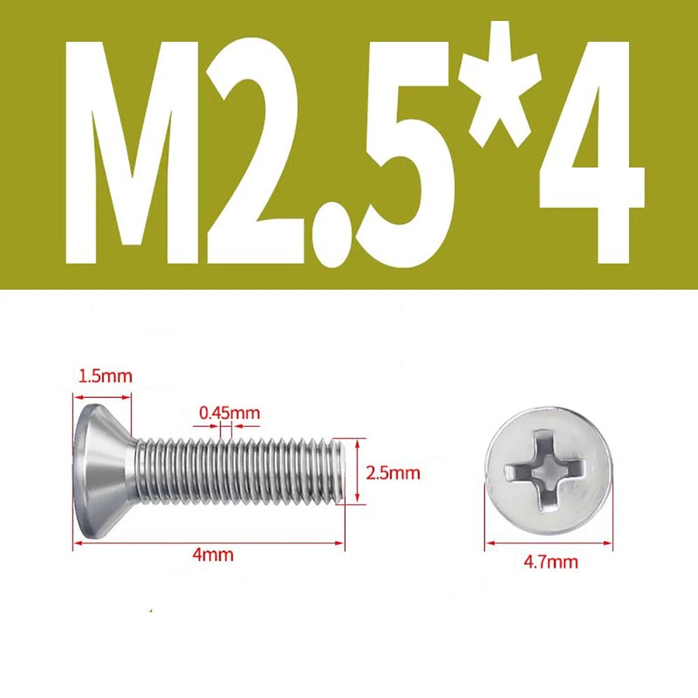 M2 to M8 A4 316 Stainless Steel Phillips Countersunk Screws DIN 965 Marine Grade
