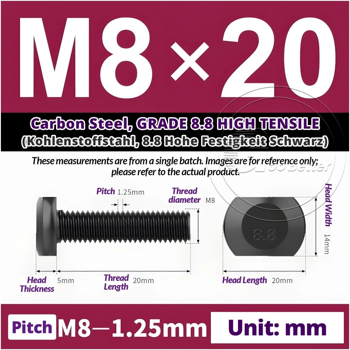T - Slot Bolts M6 to M20 | Grade 8.8 High Tensile | T - Track Bolts 16mm–500mm - HomeDIYer