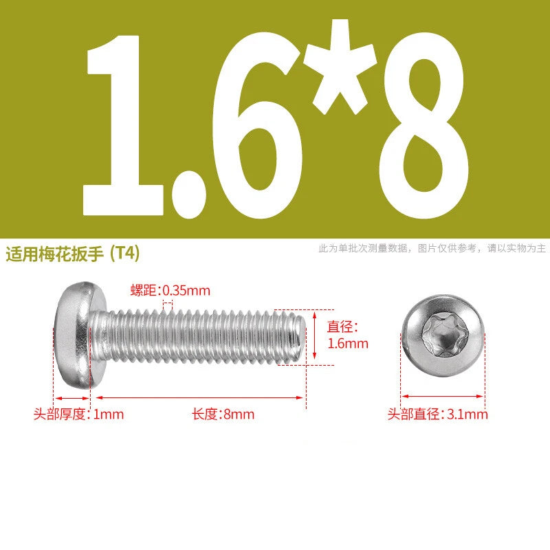 M1.6 M2 M3 M4 M5 M6 M8 M10 Torx Pan Head Machine Screws Bolts A2 Stainless Steel