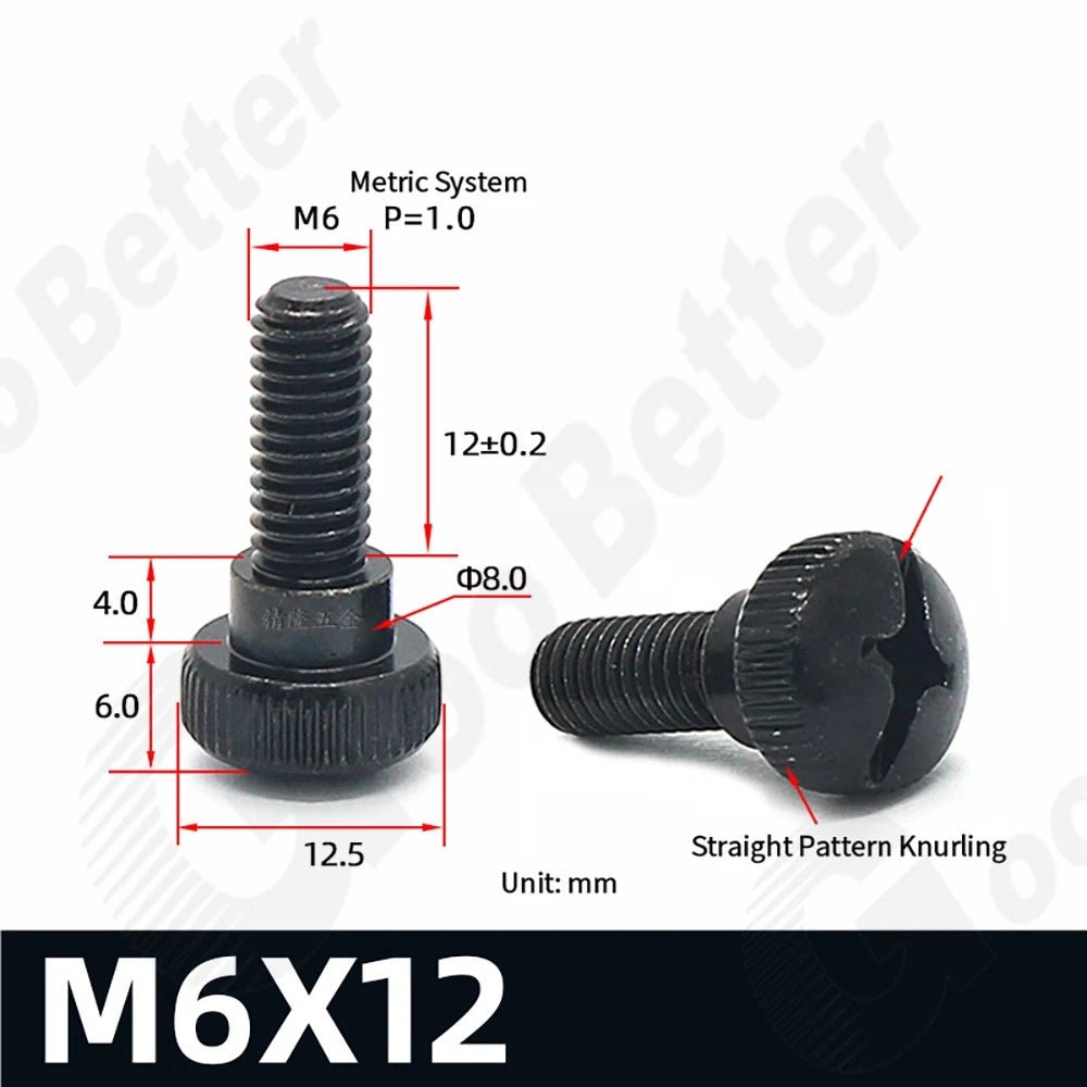 M5 M6 Knurled Thumb Screws Step Head | Hand Grip Knob Bolts | Nickel & Black Zinc Plated - HomeDIYer