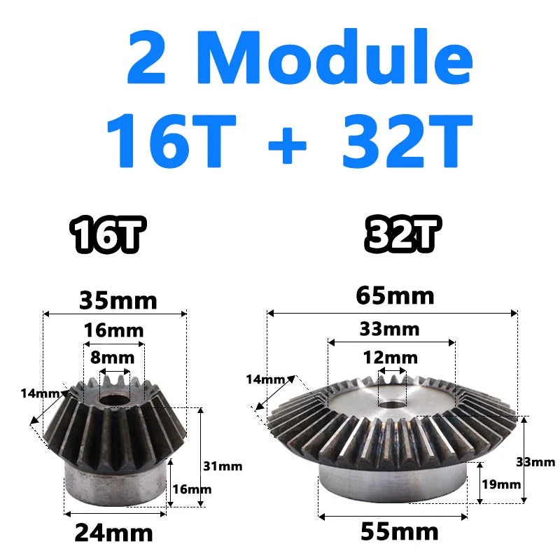 Precision Bevel Gears 0.5/1/1.5/2/2.5 Module 12/24 Teeth -35/70 Teeth Bevel Gear