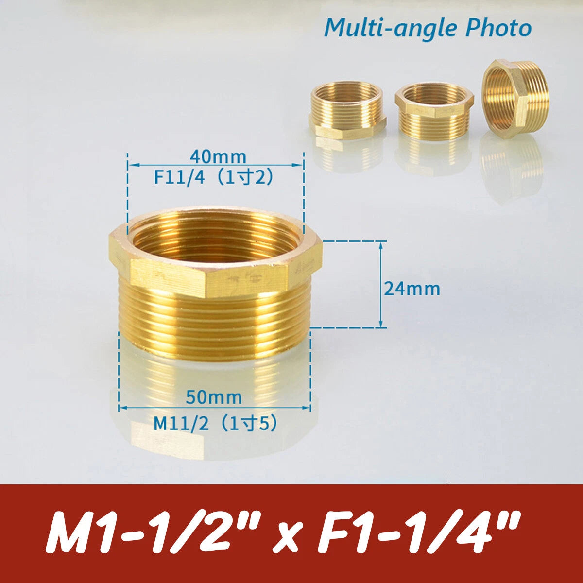 BSP Brass Reducing Hexagon Bush — Male to Female Thread Pipe Fittings