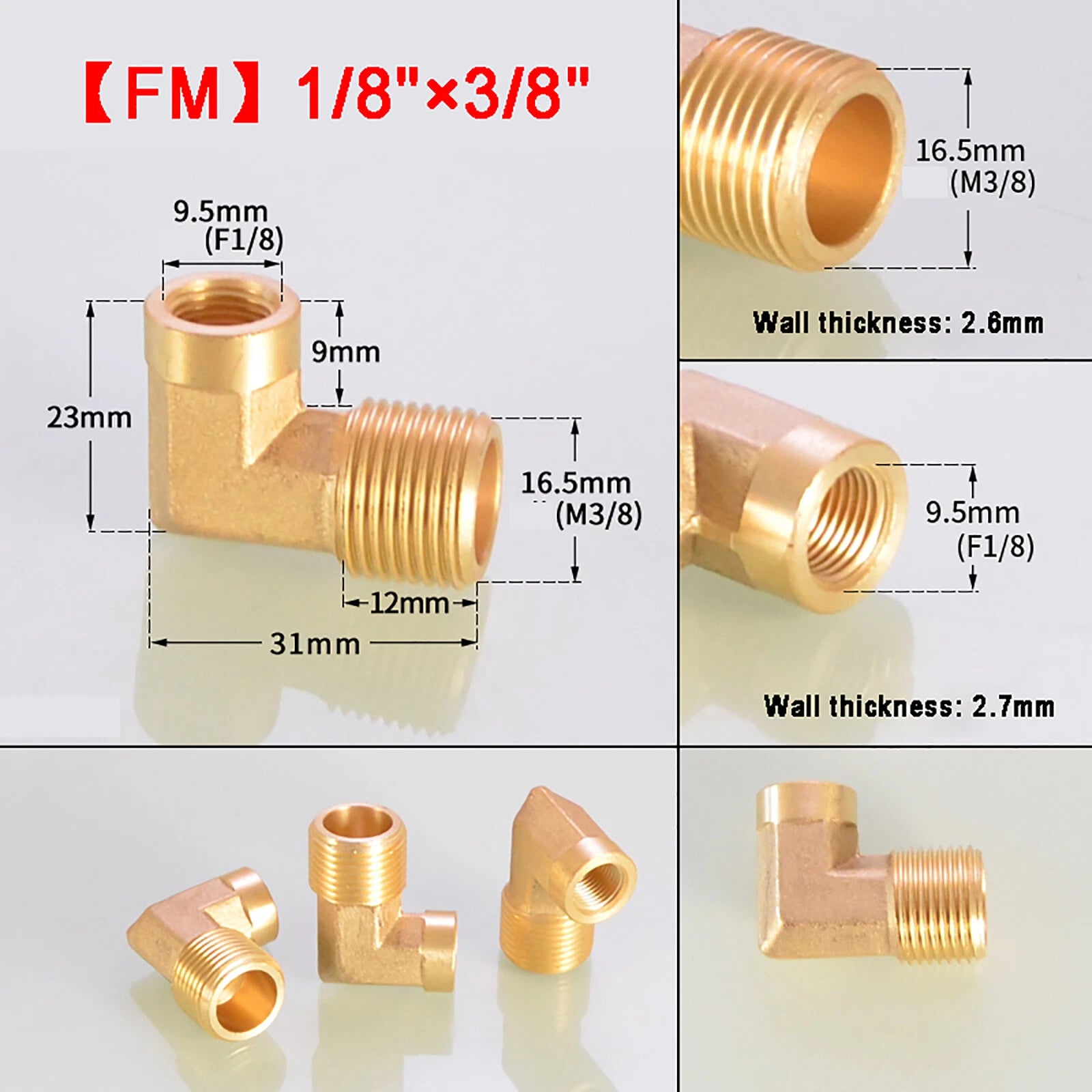 Brass 90° Elbow BSP Threaded Pipe Fitting — Equal & Reducer, 1/8" to 1/2"