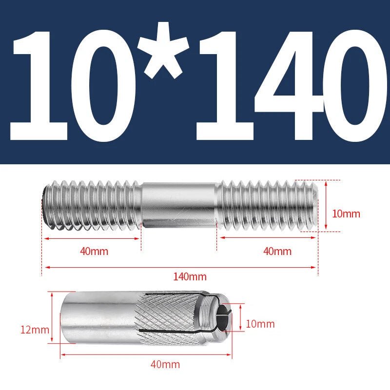 304 Stainless Steel Double - End Threaded Expansion Anchor Bolts | M6 M8 M10 M12 | 100–250mm - HomeDIYer