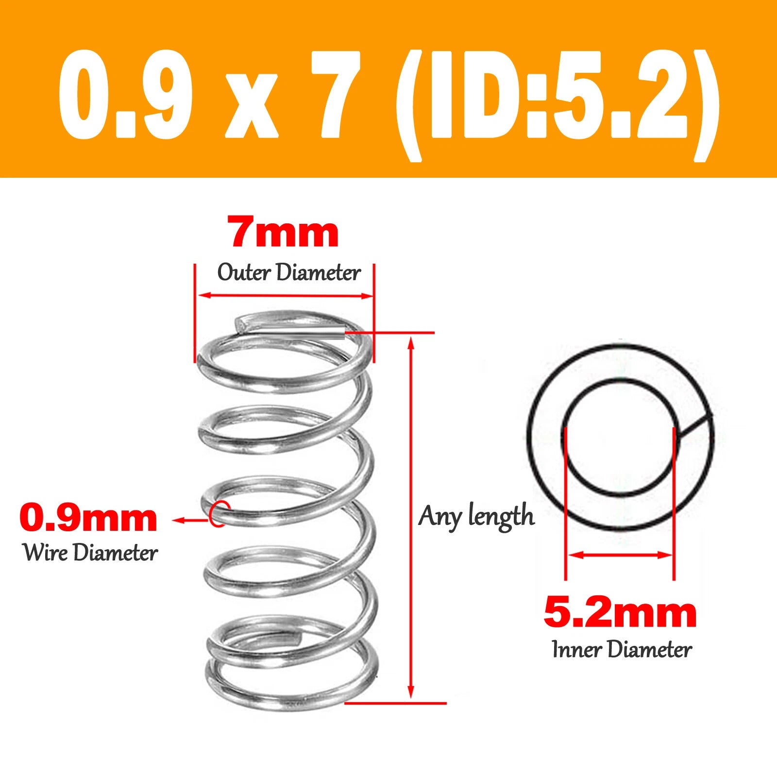 Compression spring Stainless steel wire 0.9mm Return spring outer diamete 5-16mm