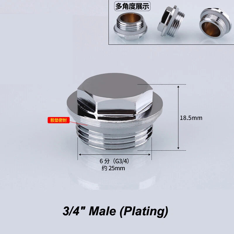 Brass BSP Blanking Cap Plug — 1/8" to 2" Male & Female Stop End with Washer