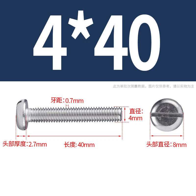 M4 M5 M6 M8 M10 A2 Stainless Steel Machine Screws - Slotted Pan Head Bolts DIN85