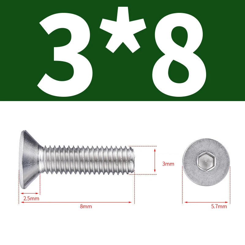 Allen Countersunk Head Screws V4A Steel Hexagon Socket Flat Head Machine Screw