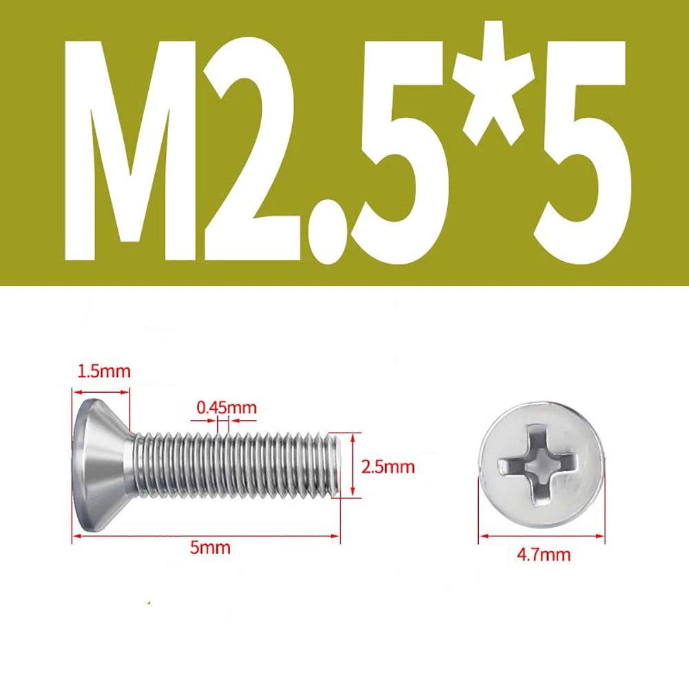 M2 to M8 A4 316 Stainless Steel Phillips Countersunk Screws DIN 965 Marine Grade