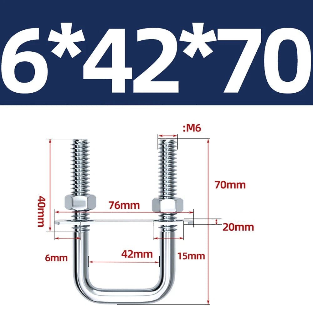 Square U - Bolts with Plate and Nuts – M6 M8 M10 M12 Zinc Plated, Trailer & Pipe Clamp Fasteners - HomeDIYer