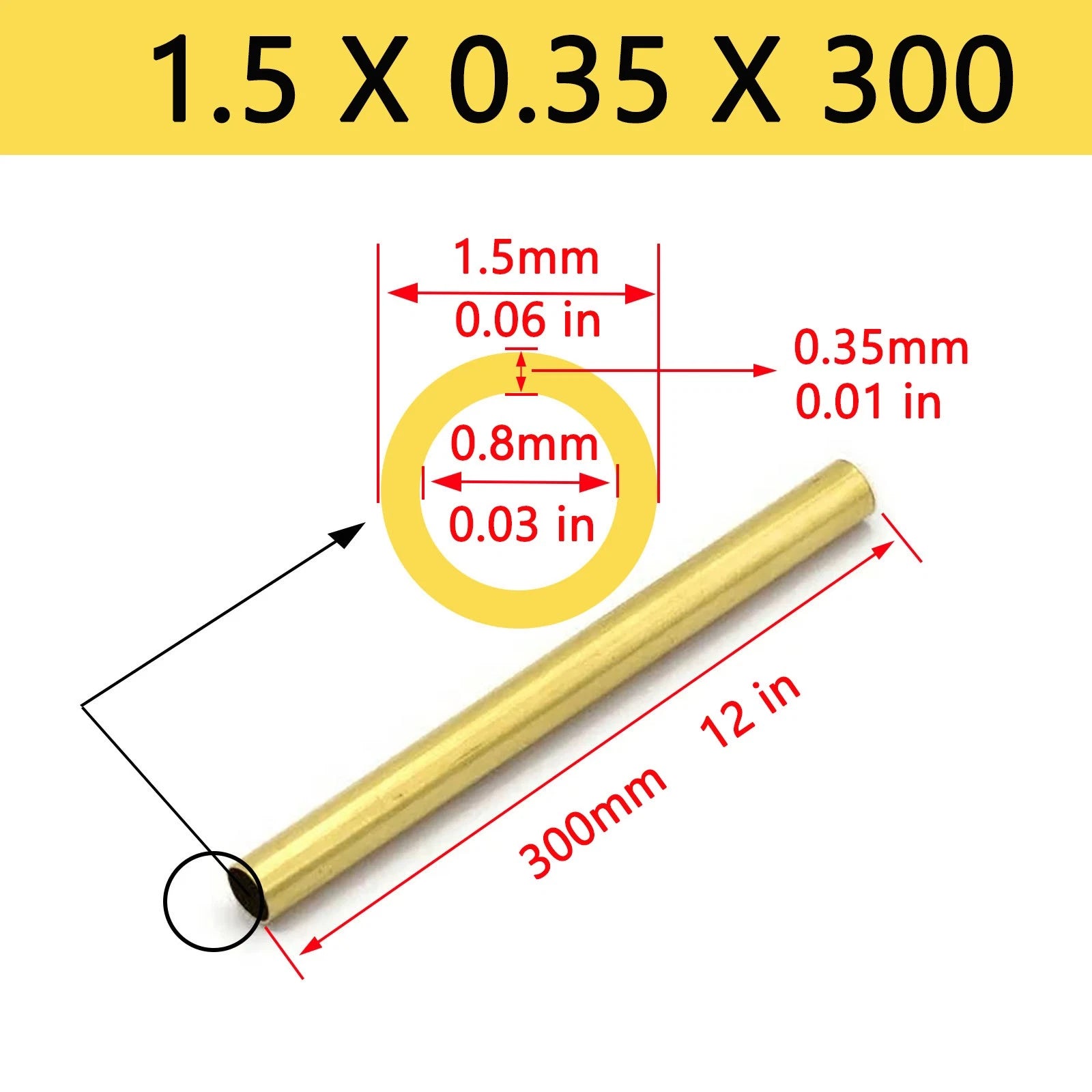 Brass Tubes ROUND PIPE Cu 62% OD 2mm 3mm 4mm 5mm 6mm To 25mm Length 300mm 0.3m