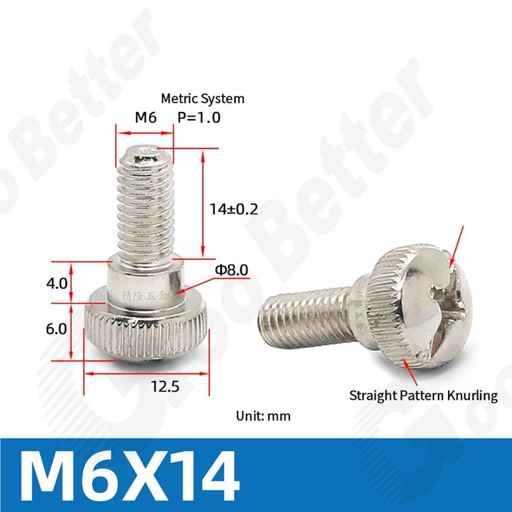 M5 M6 Knurled Thumb Screws Step Head | Hand Grip Knob Bolts | Nickel & Black Zinc Plated - HomeDIYer