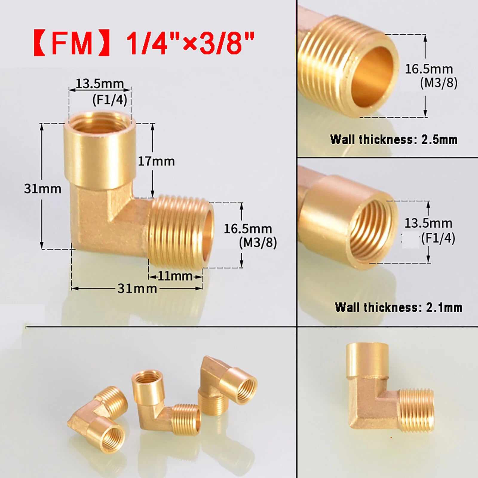 Brass 90° Elbow BSP Threaded Pipe Fitting — Equal & Reducer, 1/8" to 1/2"