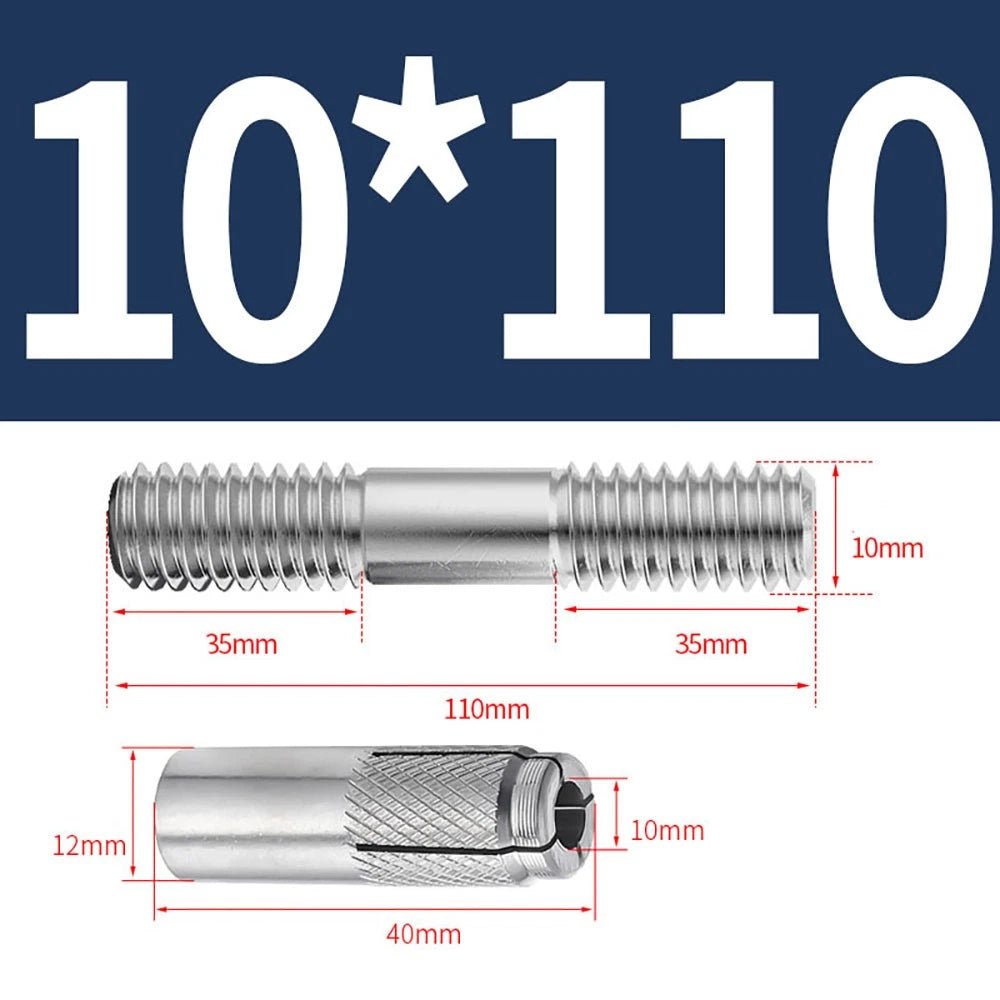 Stainless Steel A4 Expansion Bolts Threaded Stud Rod M6–M12 Extra Long - HomeDIYer