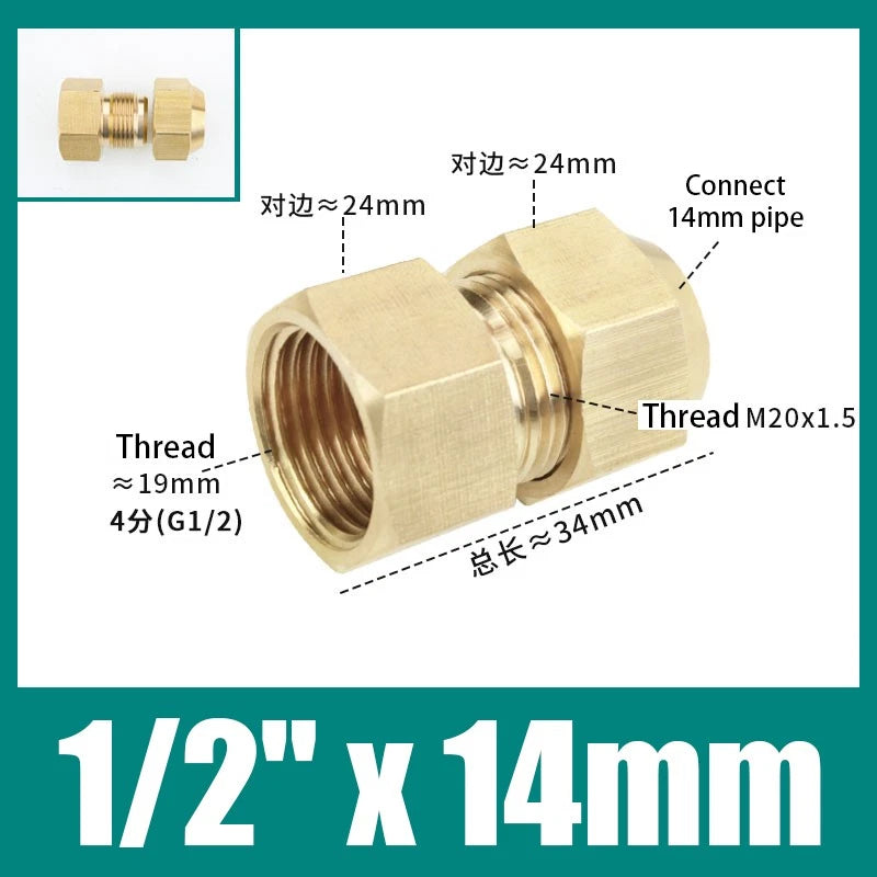 Brass Compression Straight Coupling Connector – Flared Fittings for Copper Pipe