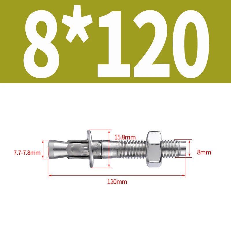 Stainless Steel Through Bolts – Wall Expansion Anchor Bolts M6 M8 M10 M12 M16 - HomeDIYer