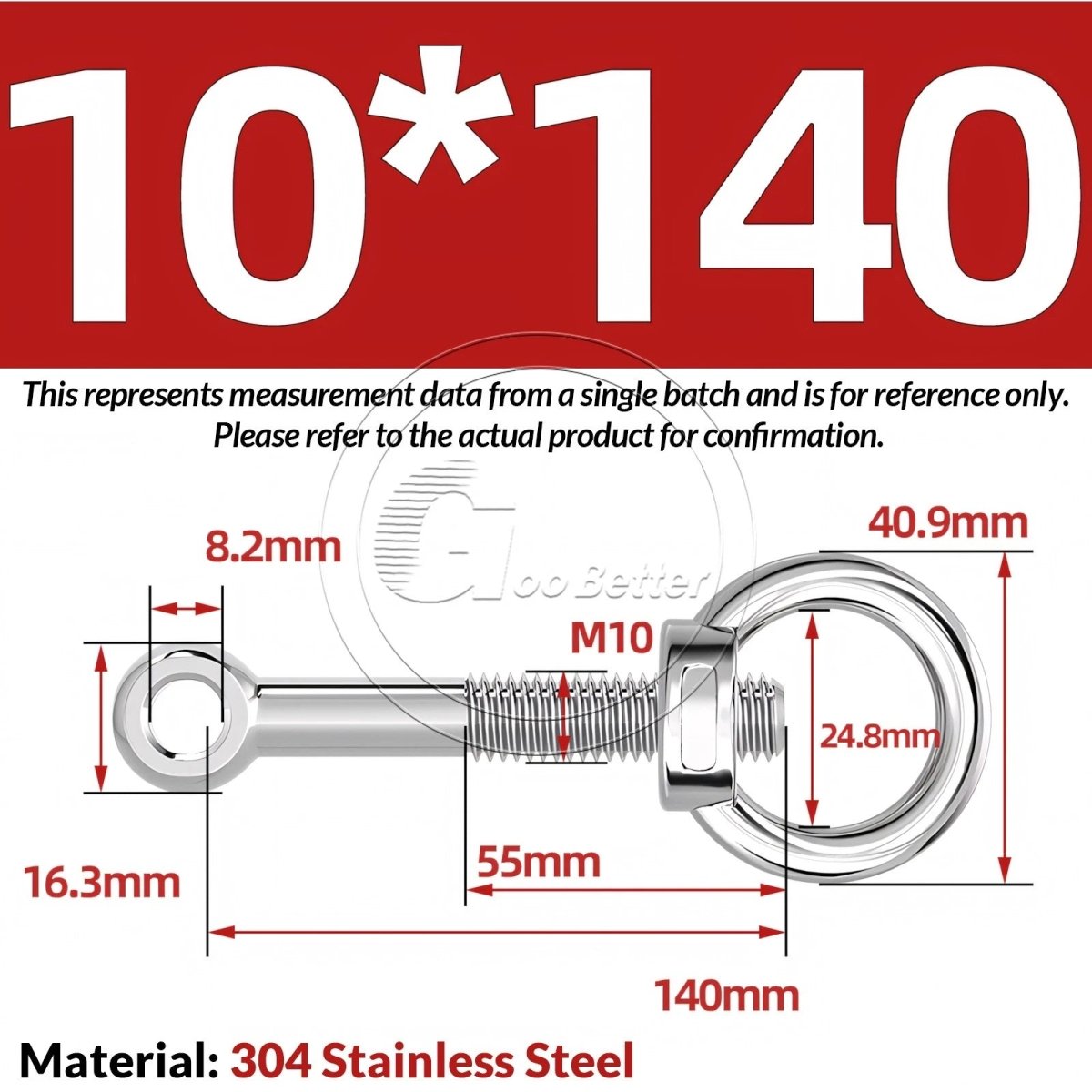 M10 M12 M14 Stainless Steel Eye Bolt & Eye Nut Set — A2 - 304, Threaded Lifting Ring - HomeDIYer