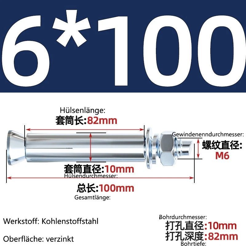 Sleeve Anchor Expansion Bolts for Concrete – Galvanised Carbon Steel M6 to M20 - HomeDIYer