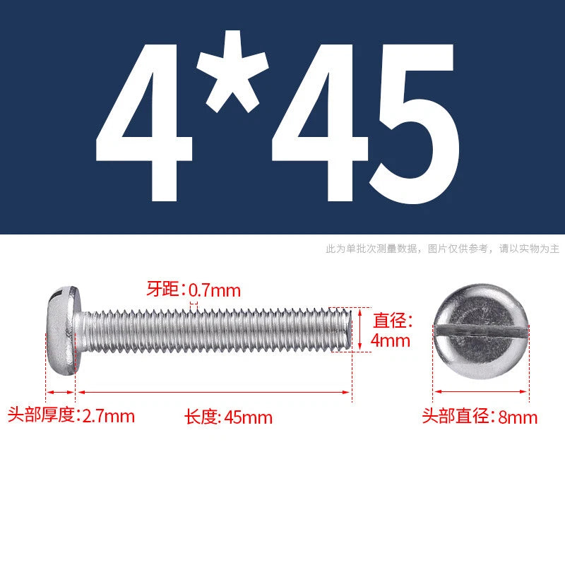 M4 M5 M6 M8 M10 A2 Stainless Steel Machine Screws - Slotted Pan Head Bolts DIN85