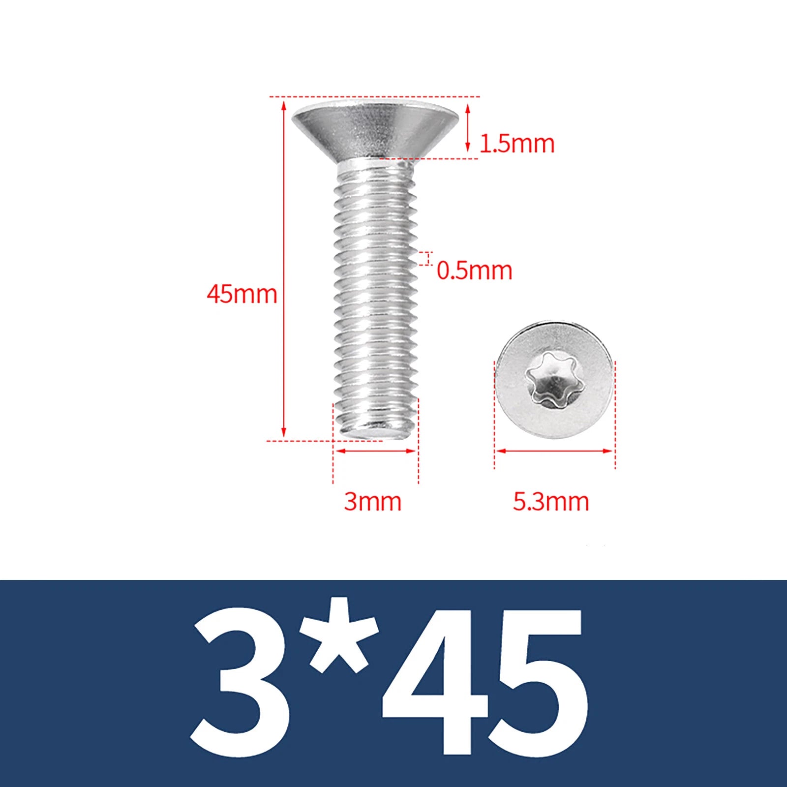 M2- M12 Torx Countersunk Machine Screws Six Lobe Bolts A2 Stainless Steel