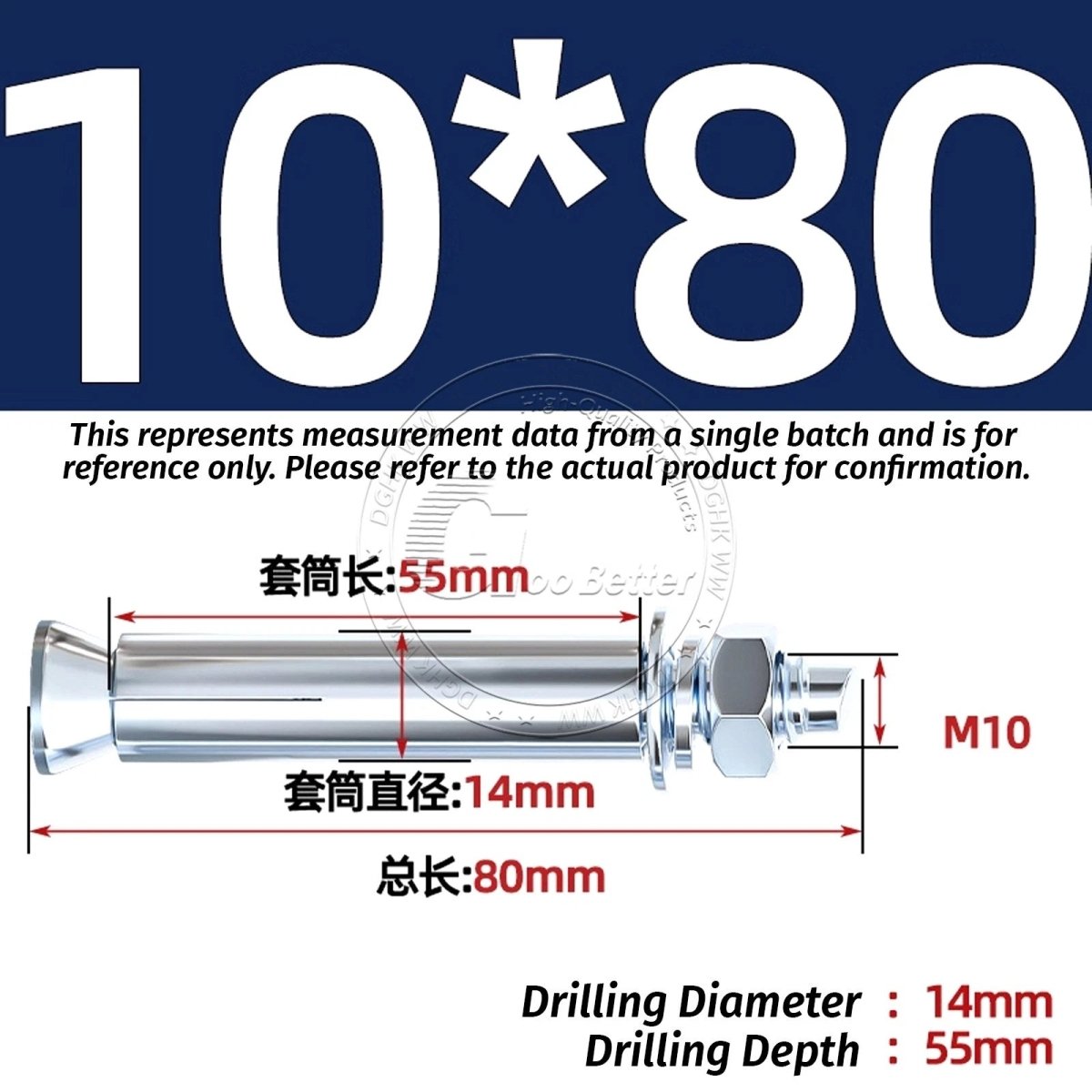 Concrete Expansion Anchor Bolts M6–M20, Extra Long Masonry Wall Screws – Iron Blue White Zinc / Iron - colour Zinc - HomeDIYer