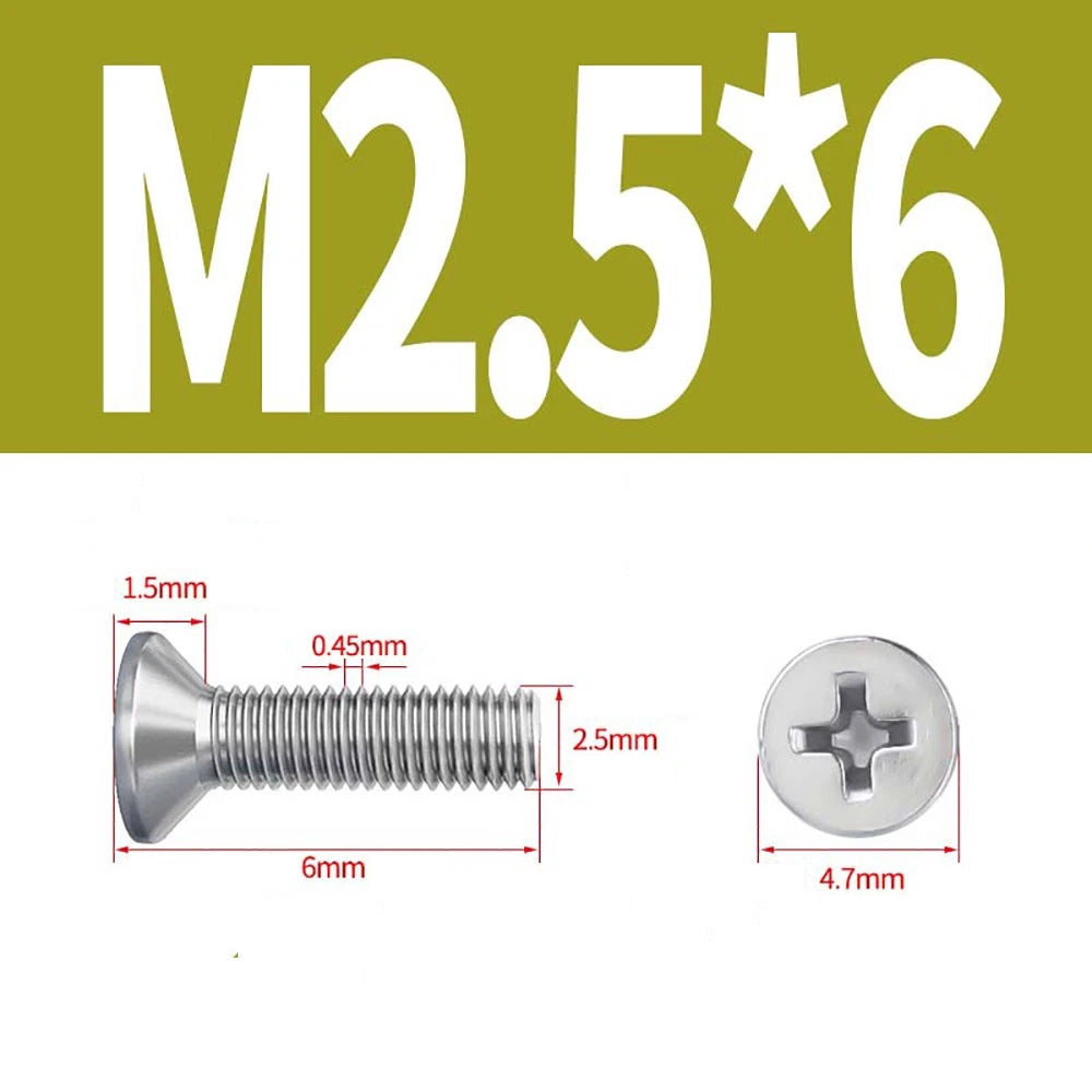 M2 to M8 A4 316 Stainless Steel Phillips Countersunk Screws DIN 965 Marine Grade