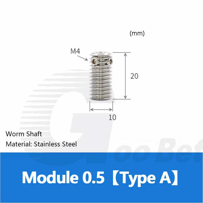 Mod 0.5 Worm Gear Wheel Brass 20-60 Tooth Worm Shaft Steel C45-Stainless Steel