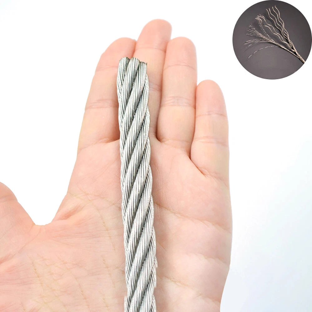 1mm-20mm Stainless Steel Wire Rope Lifting Metal Cable 2/3/4/5/6/8/10/12/14/16mm