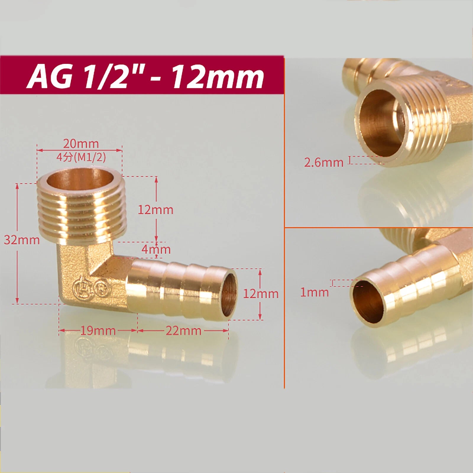 Brass 90° BSP Male Elbow x Barbed Hose Tail Fitting – Air & Water Pipe Connector