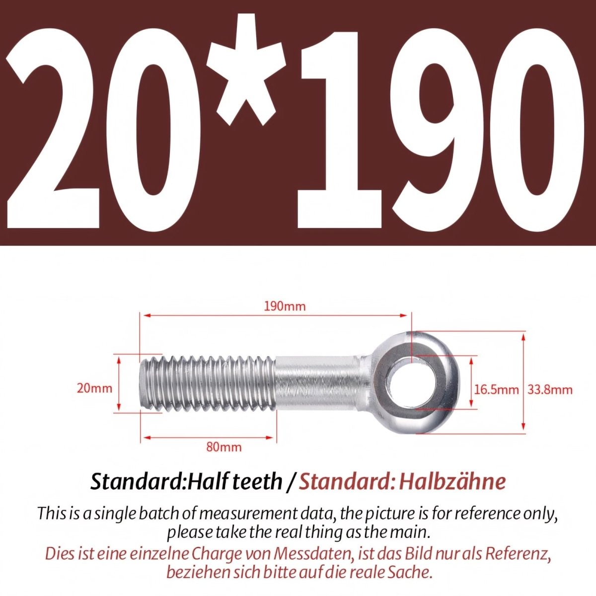 M20/M24 Stainless Steel A2 Eye Bolts – Threaded Ring for Catenary Wire & Hanging - HomeDIYer