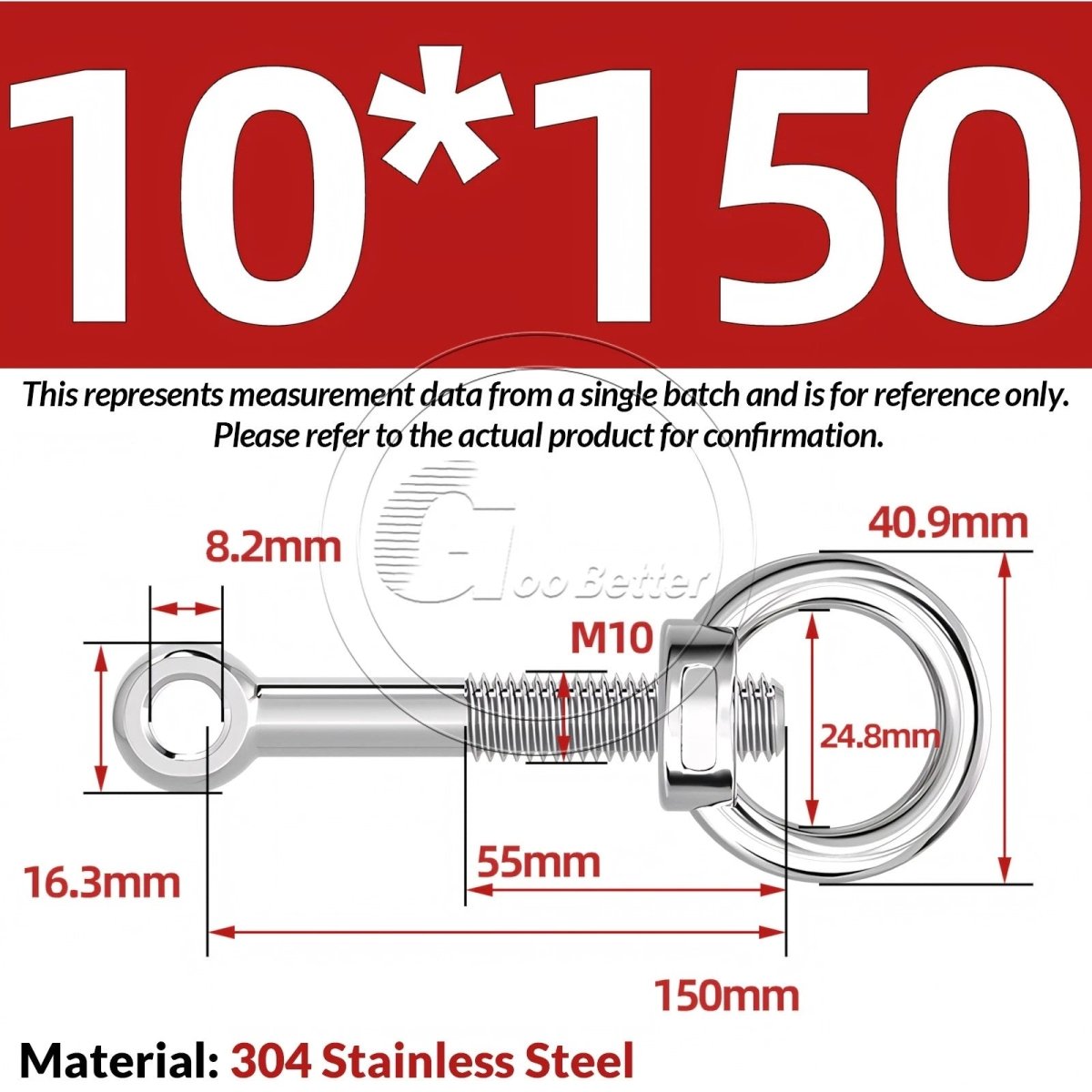 M10 M12 M14 Stainless Steel Eye Bolt & Eye Nut Set — A2 - 304, Threaded Lifting Ring - HomeDIYer